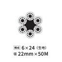 ワイヤーロープ 鉄 生地 JIS 径22mm 50M 【6×24】