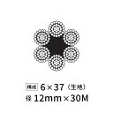 ワイヤーロープ 鉄 生地 JIS 径12mm 30M 【6×37】
