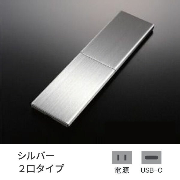 プラパート 埋込 コンセント SUS スライド シルバー 2口 電源+USB-C 給電 G131S-TCE-S