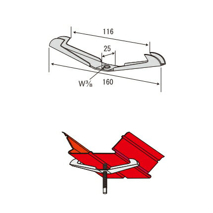 サワタ QLデッキ用 吊元金具 くわがた 3分用 300個
