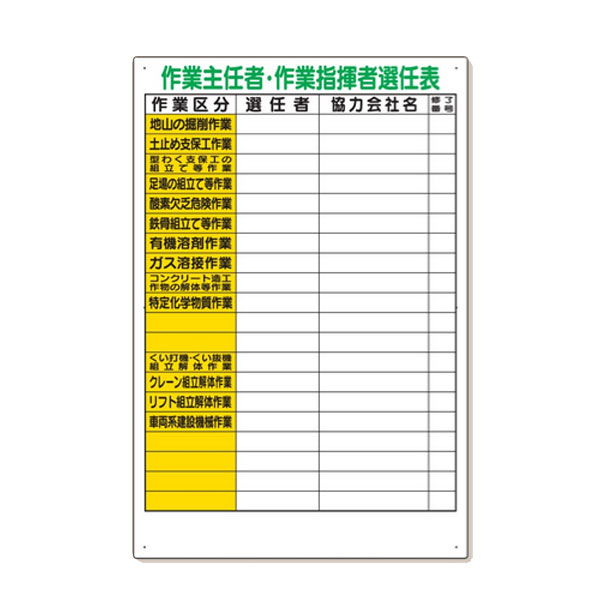乐天商城 - ユニット 作業主任者・作業指揮者選任表 317-47A