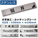表札 【メール便発送】 ステンレス 表札 3cm×16cm ステンレスヘアライン表札プレート マンション表札 ポスト表札 シール 二世帯対応可 表札マンション ポスト 戸建 表札 ネームプレート 両面テープ付き
