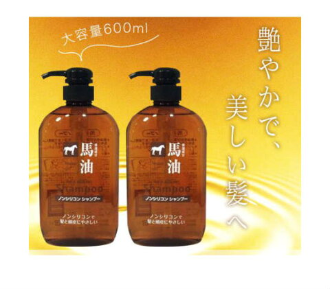 【送料無料】熊野油脂 馬油シャンプー 馬油 シャンプー 2本セット ボトル　大容量　600ml　ノンシリコンシャンプー　ノンシリコン お買い得　最安値に挑戦