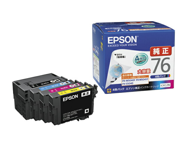 EPSON 純正インク IC76 インクカートリッジ 大容量 4色セット IC4CL76 PX-M5040C6 PX-M5040C7 PX-M5040F PX-M5041C6 PX-M5041C7 PX-M5041F PX-M5080F