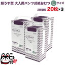 リラパンツ 大人用おむつ 薄型 紙オムツ 紙パンツ オーガニックコットン 2回吸収 Lサイズ 20枚入×3セット【送料無料】吸収量多い 介護 男性用 女性用 使い捨て 災害 60枚