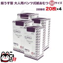 リラパンツ 大人用おむつ 薄型 紙オムツ 紙パンツ オーガニックコットン 2回吸収 Mサイズ 20枚入×4セット【送料無料】吸収量多い 介護 男性用 女性用 使...