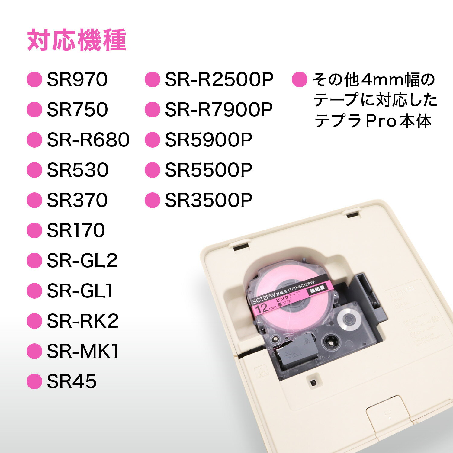 キングジム用 テプラ PRO 互換 テープカートリッジ SC4RW カラーラベル 強粘着 3個セット 4mm／赤テープ／黒文字