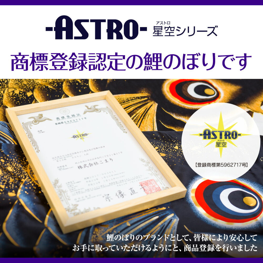 鯉のぼり ベランダ 星空鯉のぼり ベランダ用 こいのぼり 撥水加工 鯉のぼり オシャレ 鯉のぼり スタンド アストロこいのぼり ASTRO/ちりめん星空鯉 2m 8点 スタンダード：ワンタッチスタンド付