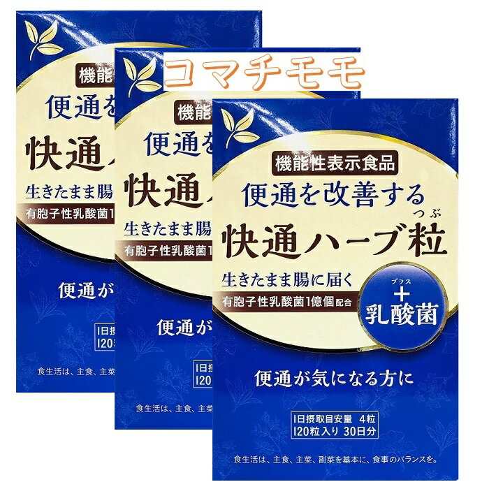 【機能性表示食品】快通ハーブ粒＋乳酸菌 120粒x3個セット 全国送料無料 