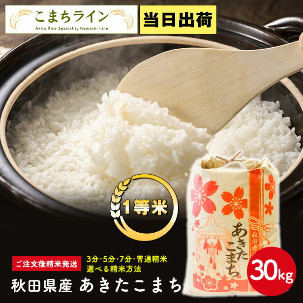 【白米30kg】秋田県産　あきたこまち　30kg精米後27kg 令和4年産　一等米　...