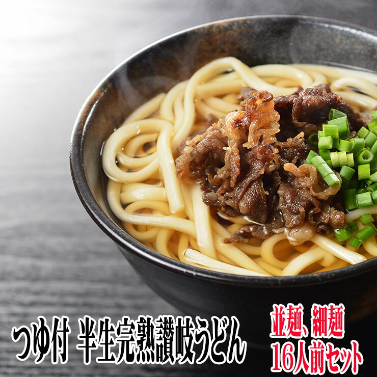 【あす楽対応】 送料無料 半生完熟 讃岐うどん 並麺・細麺16食つゆ付きCセット 【楽ギフ_包装】お中元 お歳暮 母の日 父の日 敬老の日ギフト等に！ 1