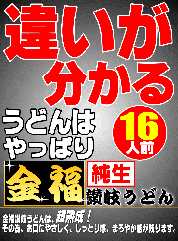 送料無料 金福・純生 讃岐うどん 16人前セット 生さぬきうどん お中元 お歳暮 父の日 敬老の日 ご贈答 ご自宅用に最適 3