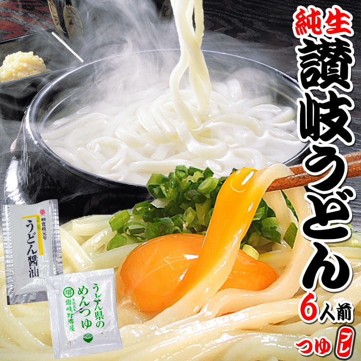 【期間限定555円】 激ウマ 純生 讃岐 うどん ドーンと6食 便利な個包装 300g×2袋 600g 醤油 つゆ プレゼント 送料無料 最安値挑戦　★★