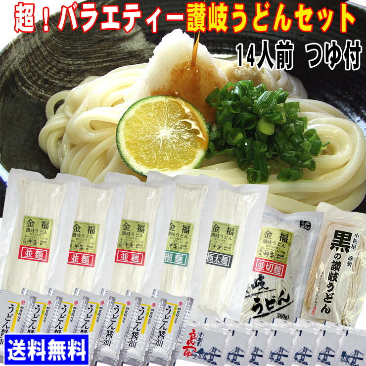 送料無料 超！バラエティー 讃岐うどん （14人前）お中元 お歳暮 母の日 父の日 冠婚葬祭等におすすめ！