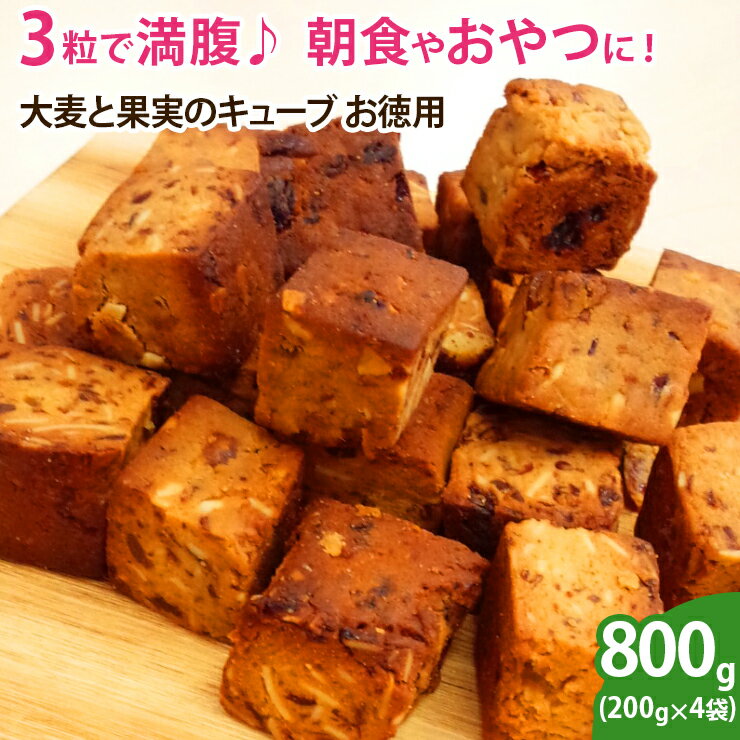 【送料無料】大麦と果実のキューブ お徳用800g（200g×4袋）朝食 おやつ
