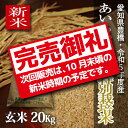 【新米】【栽培期間中農薬不使用】令和5年度・愛知県産 ・特別栽培米　あいちのかおり 玄米20kg（10kg×2袋）