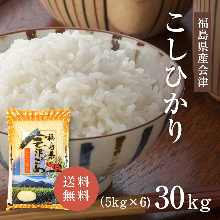 福島県 会津産 令和4年産 コシヒカリ 30kg (5kg×6) 白米 送料無料 精米 おいしい 国産米 国内産 単一原料米 福島県産コシヒカリ 会津産コシヒカリ こしひかり プレゼント ギフト お中元 お米 30kg （5kg×6） 米 30キロ 米庄 30キロ