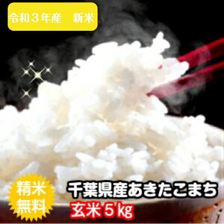 令和3年産　新米入荷！千葉県産 あきたこまち玄米 5kg送料無料♪精米無料♪ 千葉県...