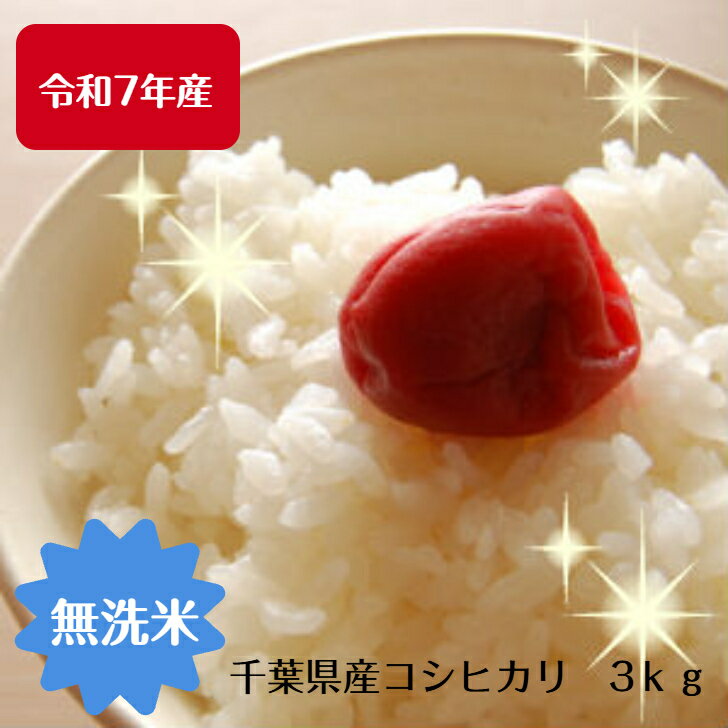 令和7年産　無洗米 コシヒカリ 　3kg　千葉県産おいしい♪手間なし♪簡単♪送料無料　...