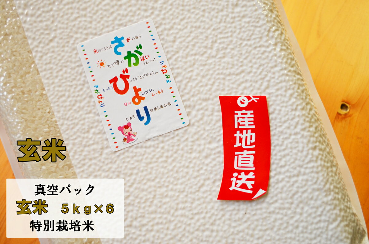 【令和5年産】【玄米30kg　真空パック】【特別栽培米】さがびより 産地厳選　玄米30kg（5kg×6）【送料無料】7年連続最高ランク「特A」　【佐賀米】【RCP】【九州産】【楽ギフ_のし】【楽ギフ_のし宛書】　【05P30May15】 1