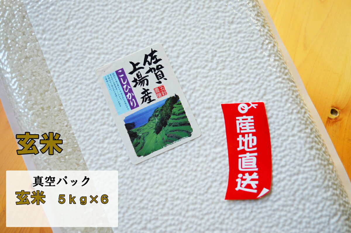 【令和5年産】【玄米30kg 真空パック】佐賀県産 上場コシヒカリ 棚田米 30kg【玄米5kg 6】【送料無料】【精米無料】【小分け無料】 九州 05P31Aug14