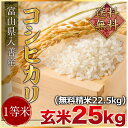 令和元年度産　富山県朝日町産コシヒカリ1等米（JA米） 玄米25kg（精米無料）（1等米）(送料無料　但し北海道　九州　四国　沖縄を除く）