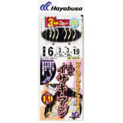 【メール便可】　ハヤブサ　海戦イサキ・アジ　ケイムラ&ブライトンMIX 3本鈎2セット　SE376