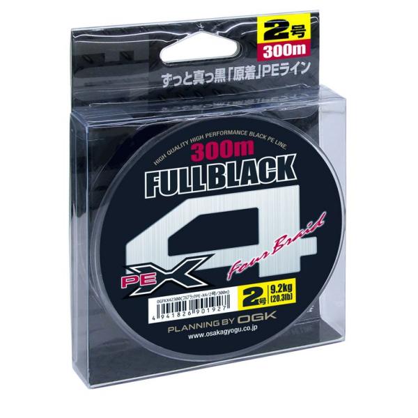 【お買い物マラソンポイント10倍】【メール便可】OGK　フルブラックPE　X4　2号-300m...