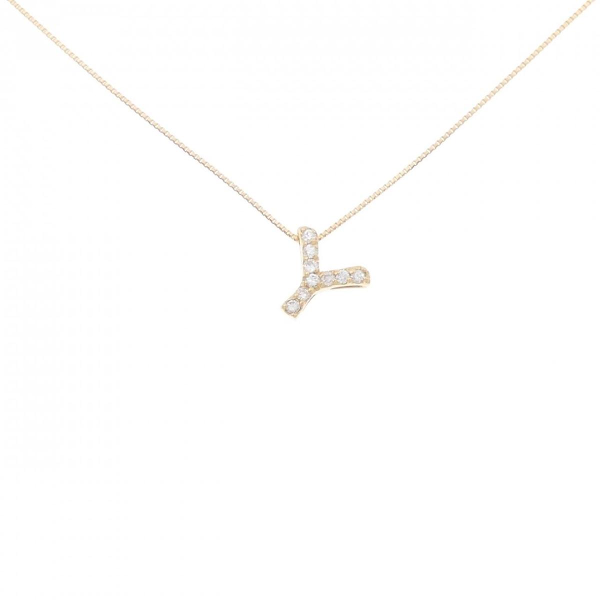 K18YG イニシャルY ダイヤモンド ネックレス 0.09CT【中古】