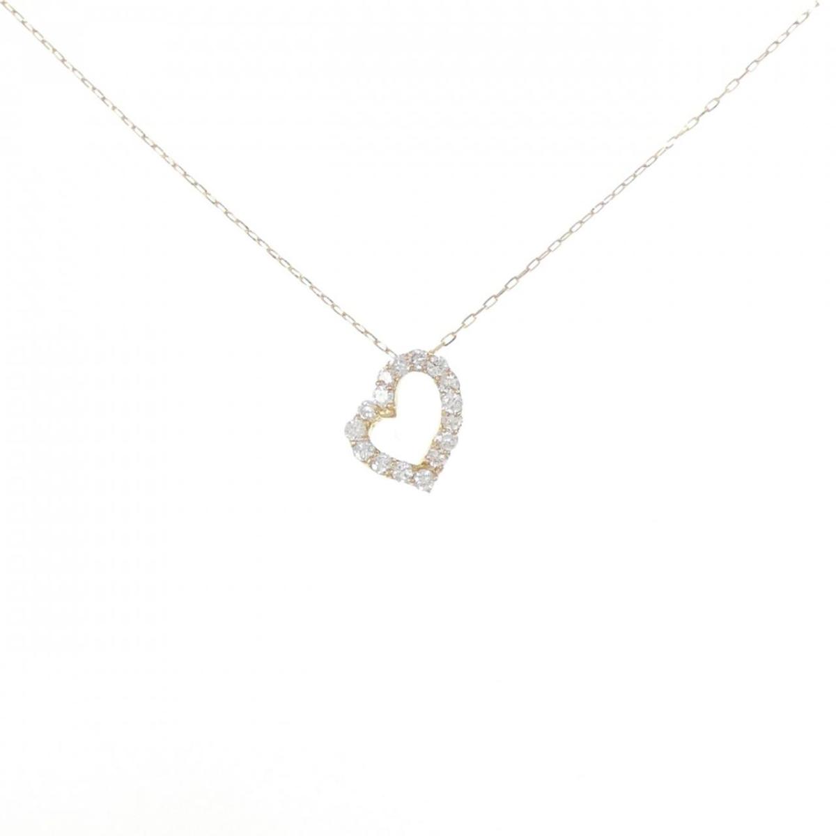 【リメイク】K18YG ハート ダイヤモンド ネックレス 0.20CT【中古】