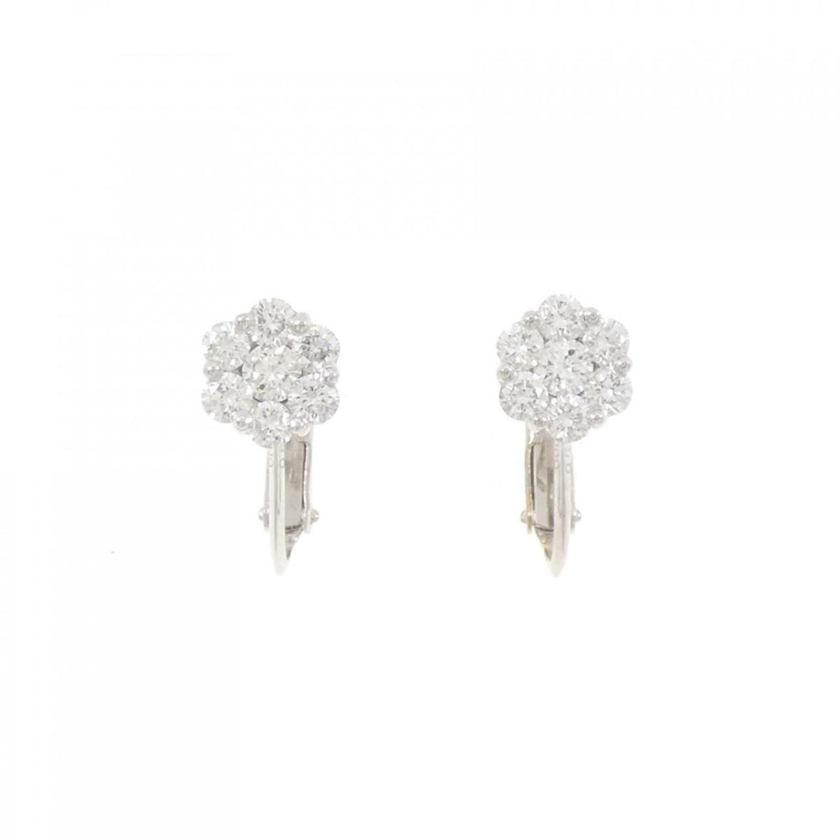 【KOMEHYO】 K18WG/PT フラワー ダイヤモンド イヤリング 1.02CT【中古】 【コメ兵】