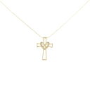 K18YG クロス×ハート ダイヤモンド ネックレス 0.05CT【中古】
