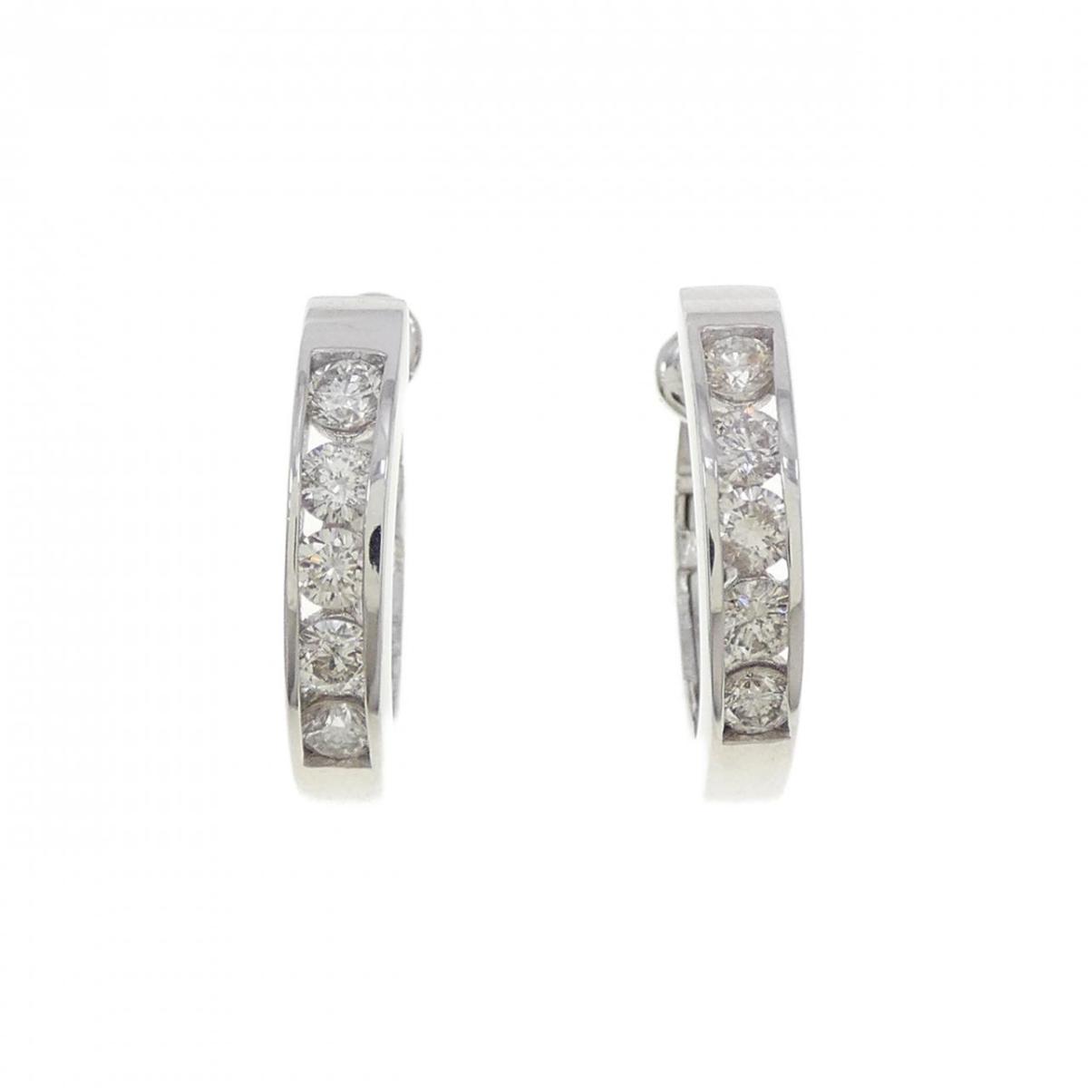 【KOMEHYO】 K18WG フープダイヤモンド ピアス 0.50CT【中古】 【コメ兵】