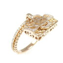 18KPG フラワー×バッグ ダイヤモンド リング 0.24CT【中古】