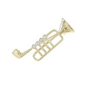 K18YG トランペット ダイヤモンド ブローチ 0.11CT【中古】