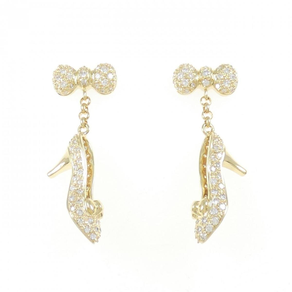 【KOMEHYO】 K18YG リボン×シューズ ダイヤモンド ピアス 1.96CT【中古】 【コメ兵】