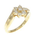 K18YG フラワー ダイヤモンド リング 0.50CT【中古】