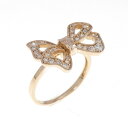K18PG リボン ダイヤモンド ピンキーリング 0.18CT【中古】
