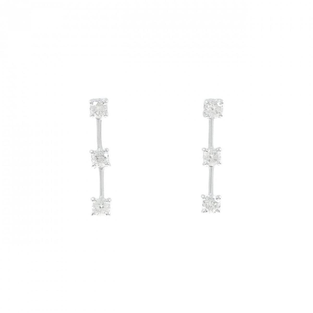 【KOMEHYO】 K18WG スリーストーン ダイヤモンド ピアス 0.50CT【中古】 【コメ兵】