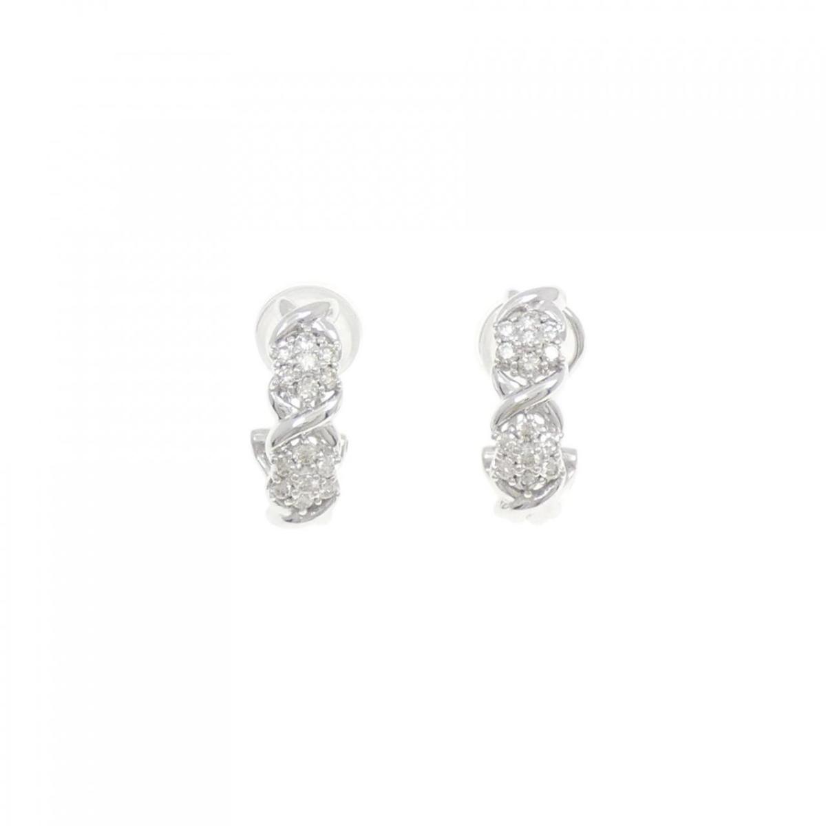【KOMEHYO】 K18WG フラワー ダイヤモンド ピアス 0.40CT【中古】 【コメ兵】