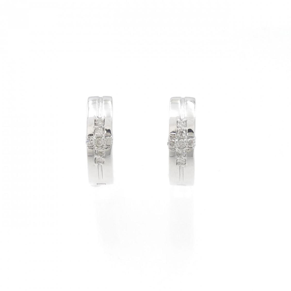 【KOMEHYO】 K18WG クロス ダイヤモンド ピアス 0.2CT【中古】 【コメ兵】
