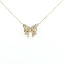 K18YG バタフライ ダイヤモンド ネックレス 0.35CT【中古】