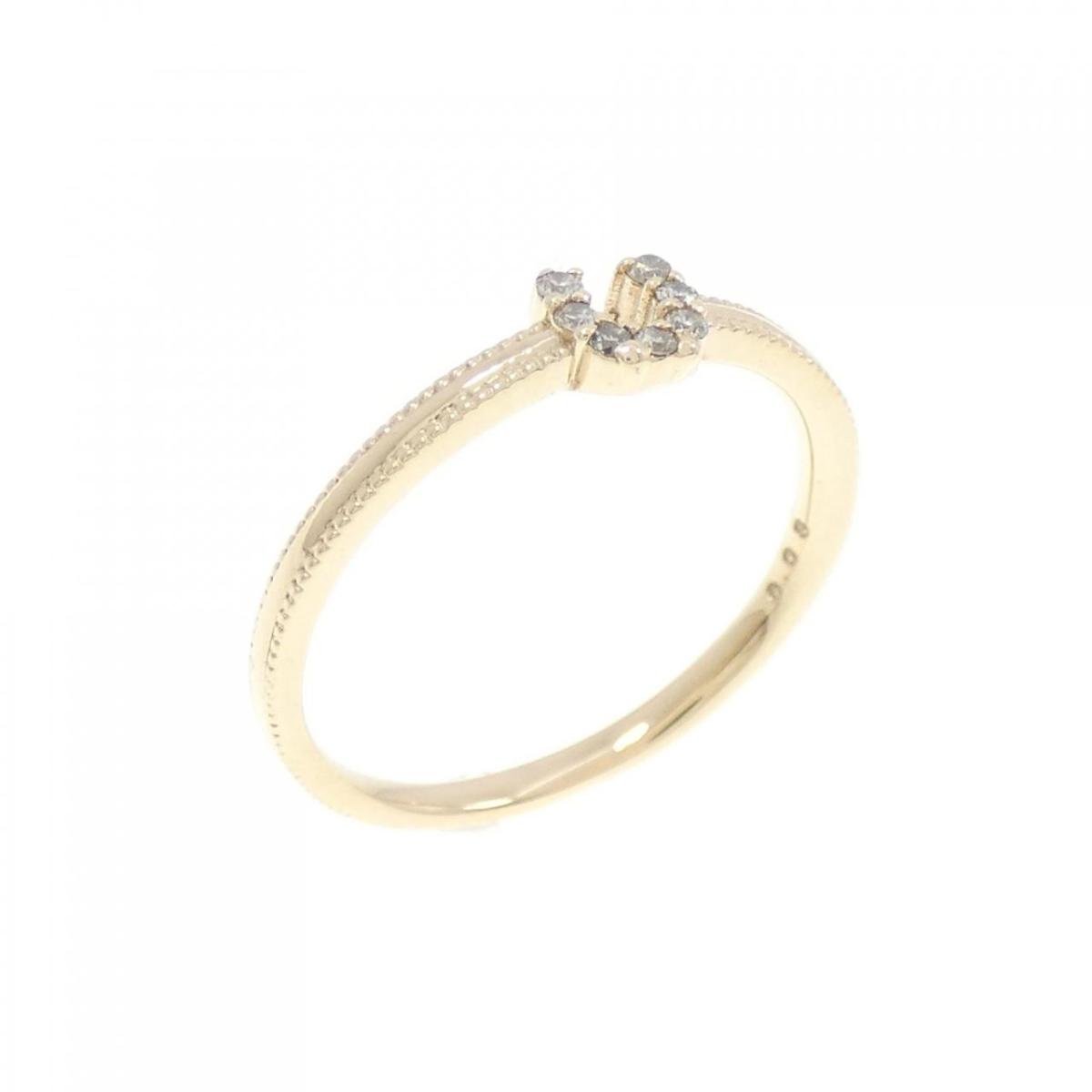K10YG ホースシュー ダイヤモンド ピンキー リング 0.03CT【中古】