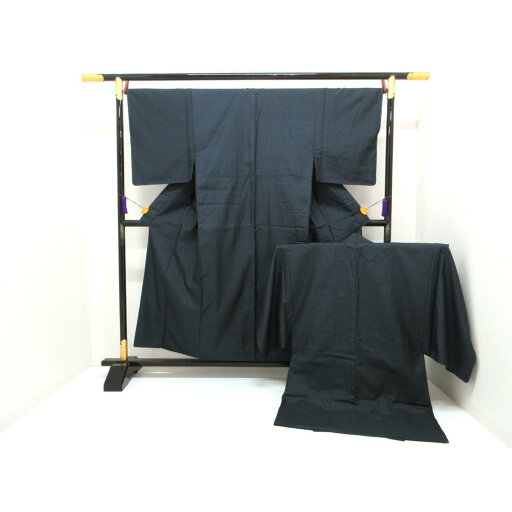 【未使用品】男物 紬織 きもの・羽織 2点セット【中古】 【未使用品】男物 紬織 きもの・羽織 2点セット【中古】