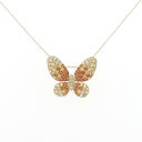 K18YG バタフライ パヴェ サファイヤ ネックレス 2.20CT【中古】