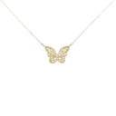 K18YG バタフライ ダイヤモンド ネックレス 0.03CT【中古】