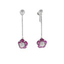 【KOMEHYO】 K14WG フラワー ルビー イヤリング 2.30CT【中古】 【コメ兵】