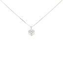 K18WG フラワー ダイヤモンド ネックレス 0.33CT【中古】