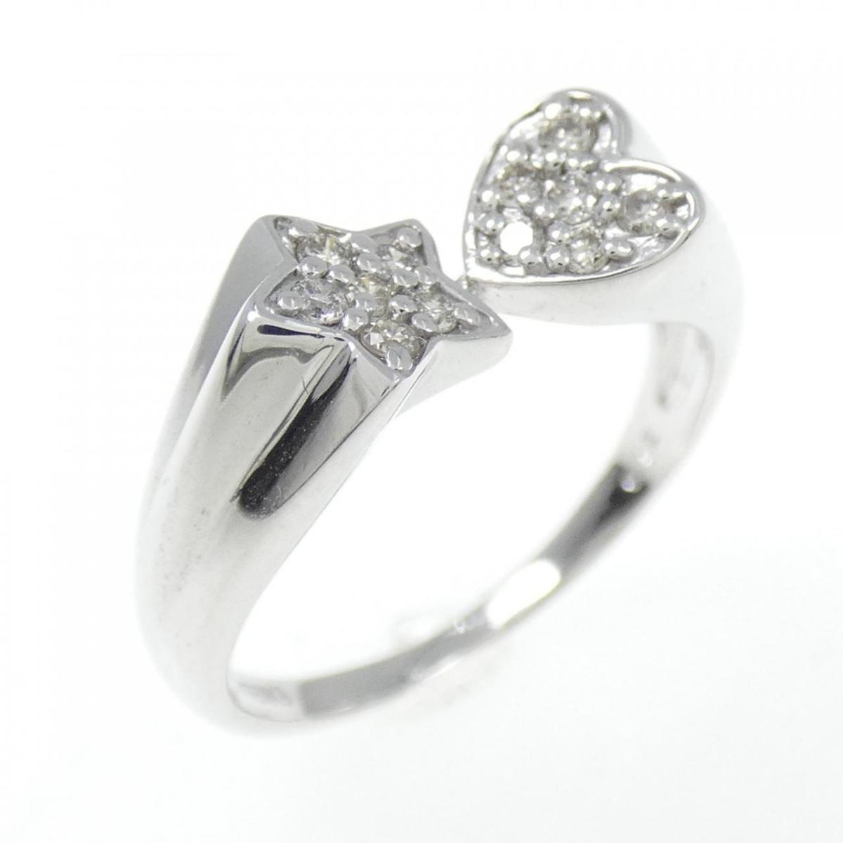 【KOMEHYO】 K18WG ハート×スター ダイヤモンド リング 0.12CT【中古】 【コメ兵】