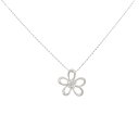 K18WG フラワー ダイヤモンド ネックレス 0.07CT【中古】